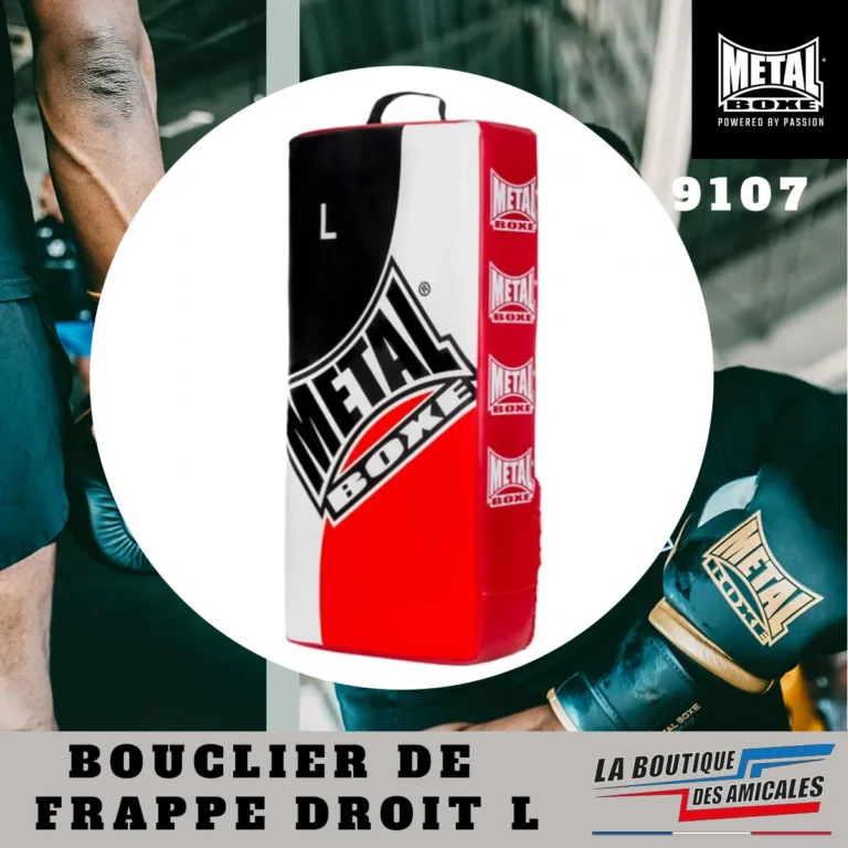 Bouclier de frappe droit Metal Boxe taille L rouge, noir et blanc pour entraînement intensif boxe et MMA