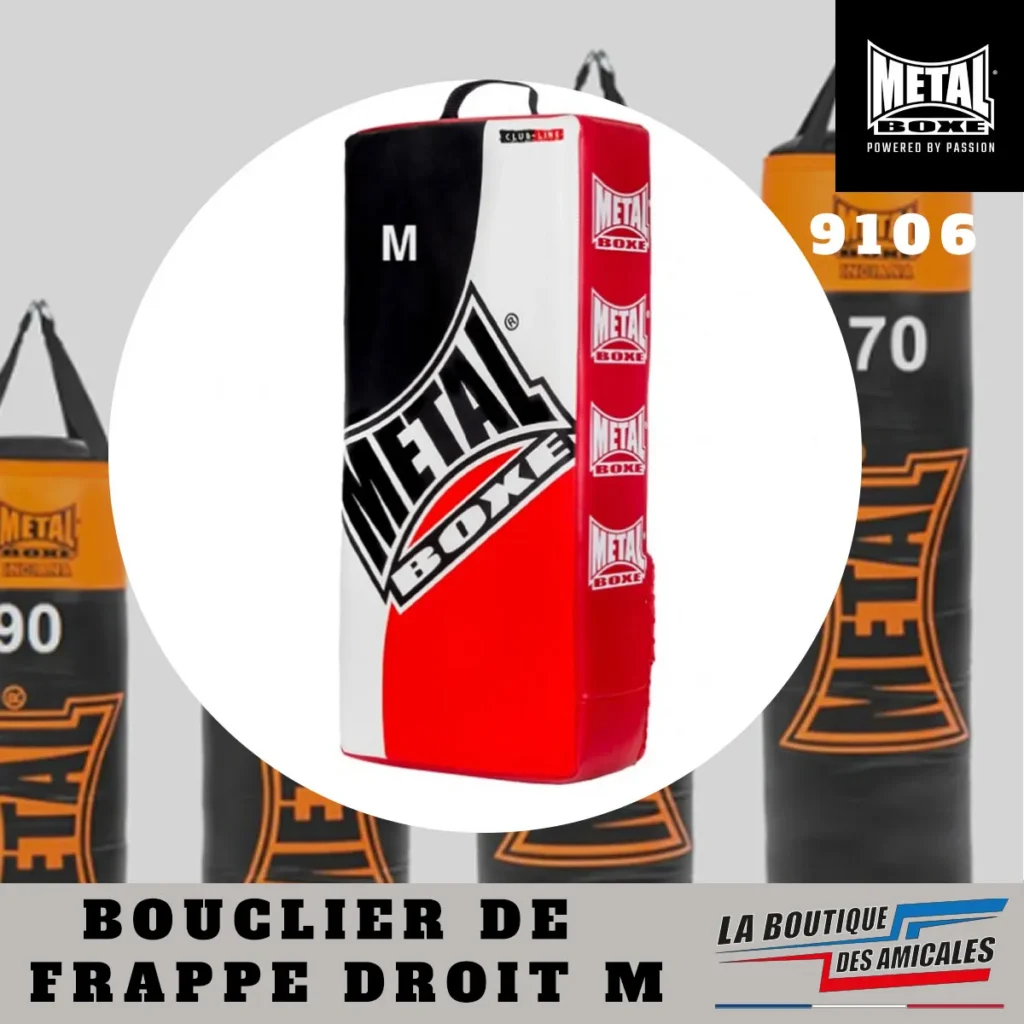 Bouclier de frappe droit Metal Boxe taille M rouge, noir et blanc pour entraînement boxe et sports de combat