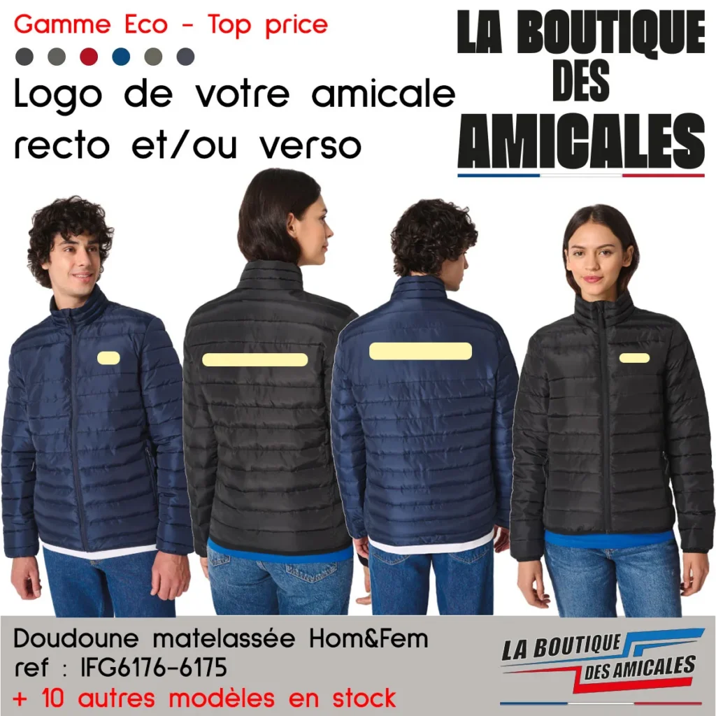 Doudoune Matelassée Homme & Femme – Manches longues  Gamme Eco Top Price