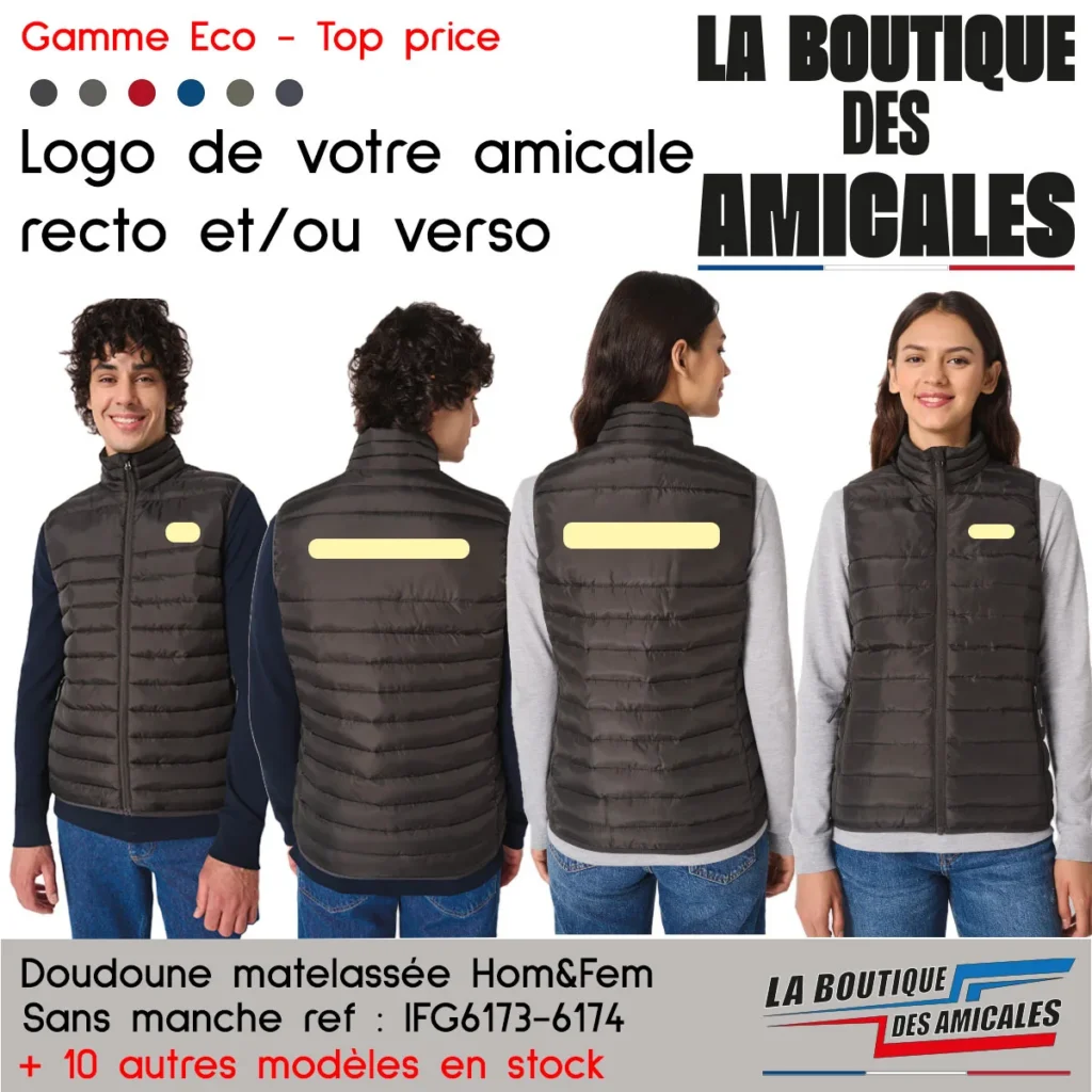 Doudoune Matelassée sans manche Homme & Femme – Gamme Eco Top Price