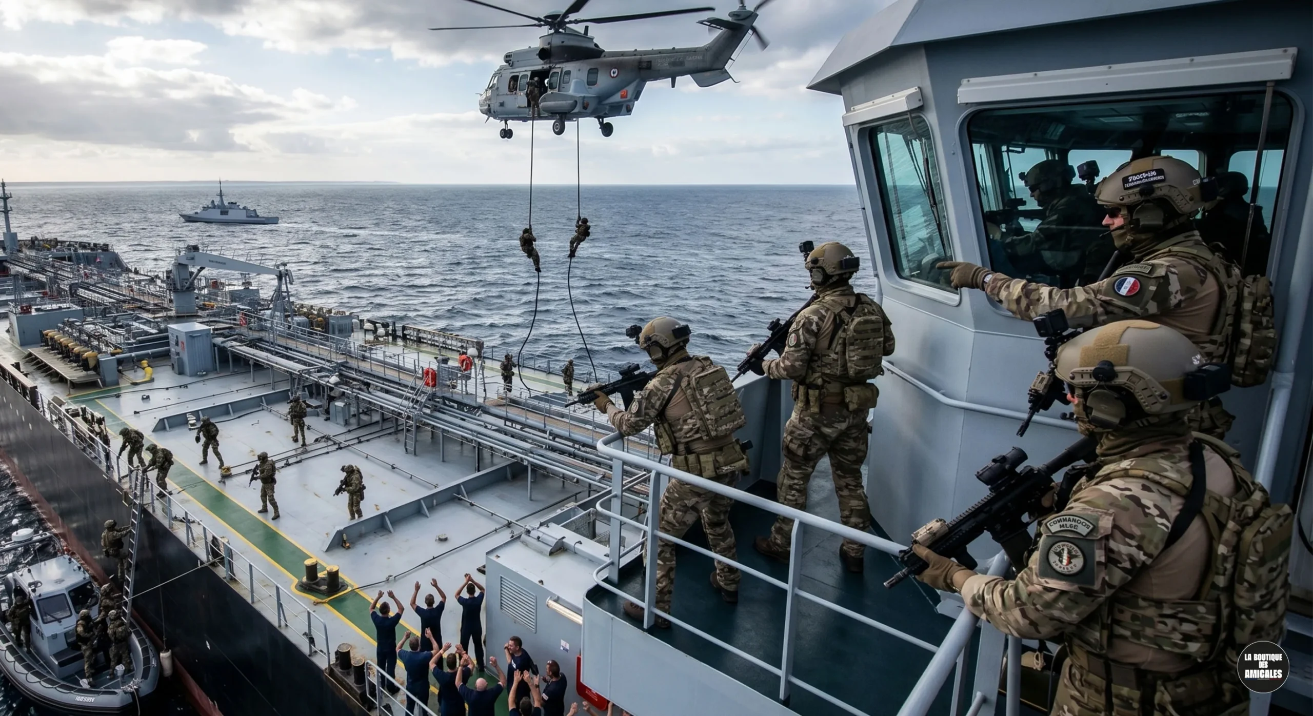Intervention d'accostage militaire