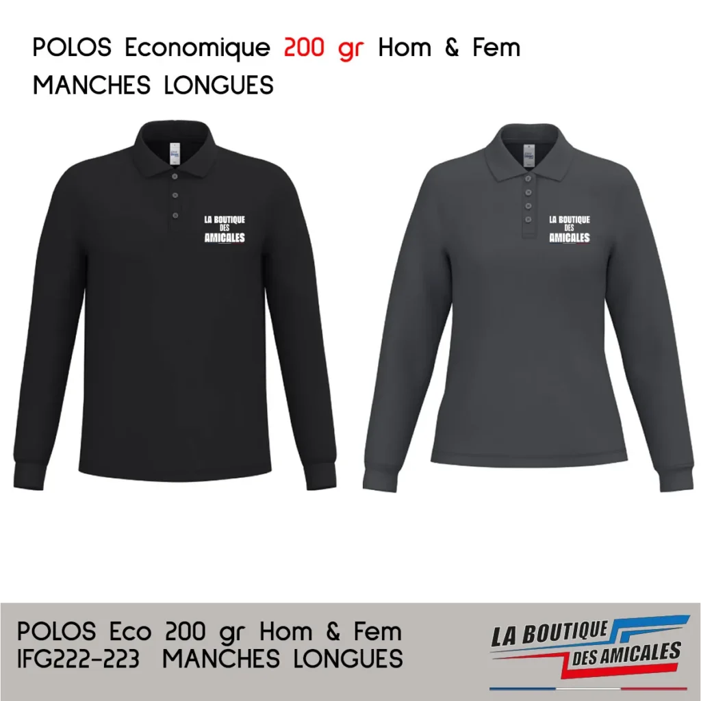 Polo Piqué Manches Longues – Gamme ÉCO "Heavy" 200g