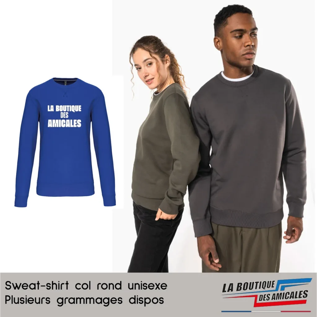 Sweat-shirt Col Rond Homme, Femme & Unisexe – L'Incontournable de votre Amicale