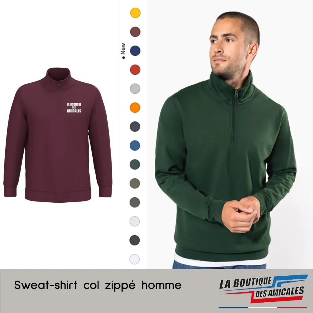 Sweat-shirt Col Camionneur Zippé Homme – Élégance et Identité
