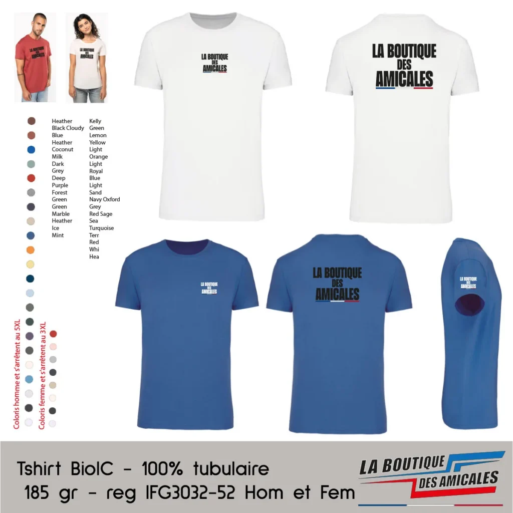 T-shirt Bio190 IC Homme & Femme – L'Excellence Durable pour votre Amicale