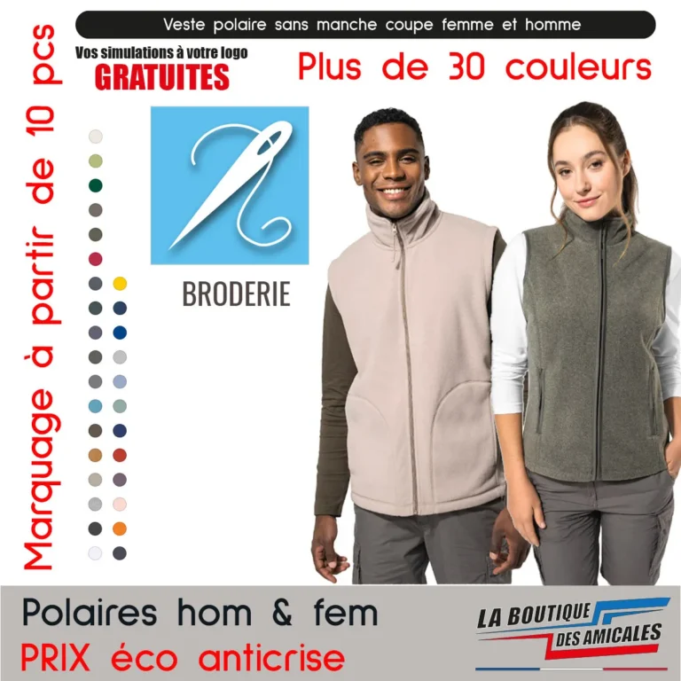Bodywarmer sans manche Polaire Homme & Femme – Prix Éco Anticrise